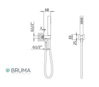 MEDIDAS DUCHA CON SOPORTE y TOMA DE AGUA QUADRA BRUMA